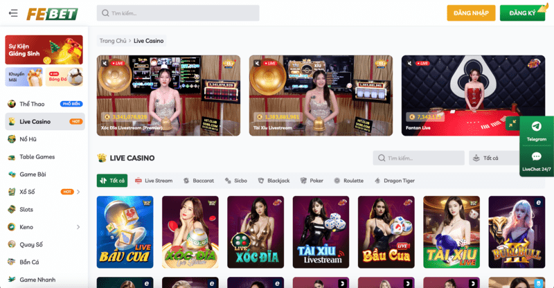 Sảnh Casino trực tuyến FEBET